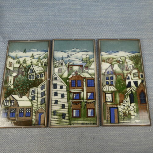 Arabia Naapurikylät seinälaatta triptyykki 35x18 cm HLS.