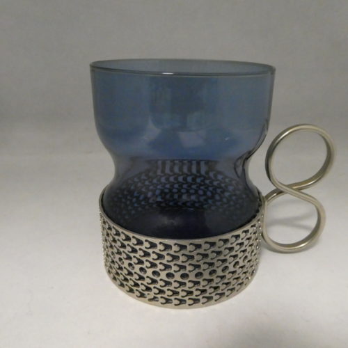 Iittala Tsaikka lasi 23 cl sininen/teräs pidike Timo Sarpaneva.