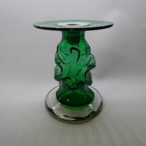 Kasperi kynttilänjälka, vihreä, kork. 13 cm, Erkkitapio Siiroinen, Riihimäen lasi