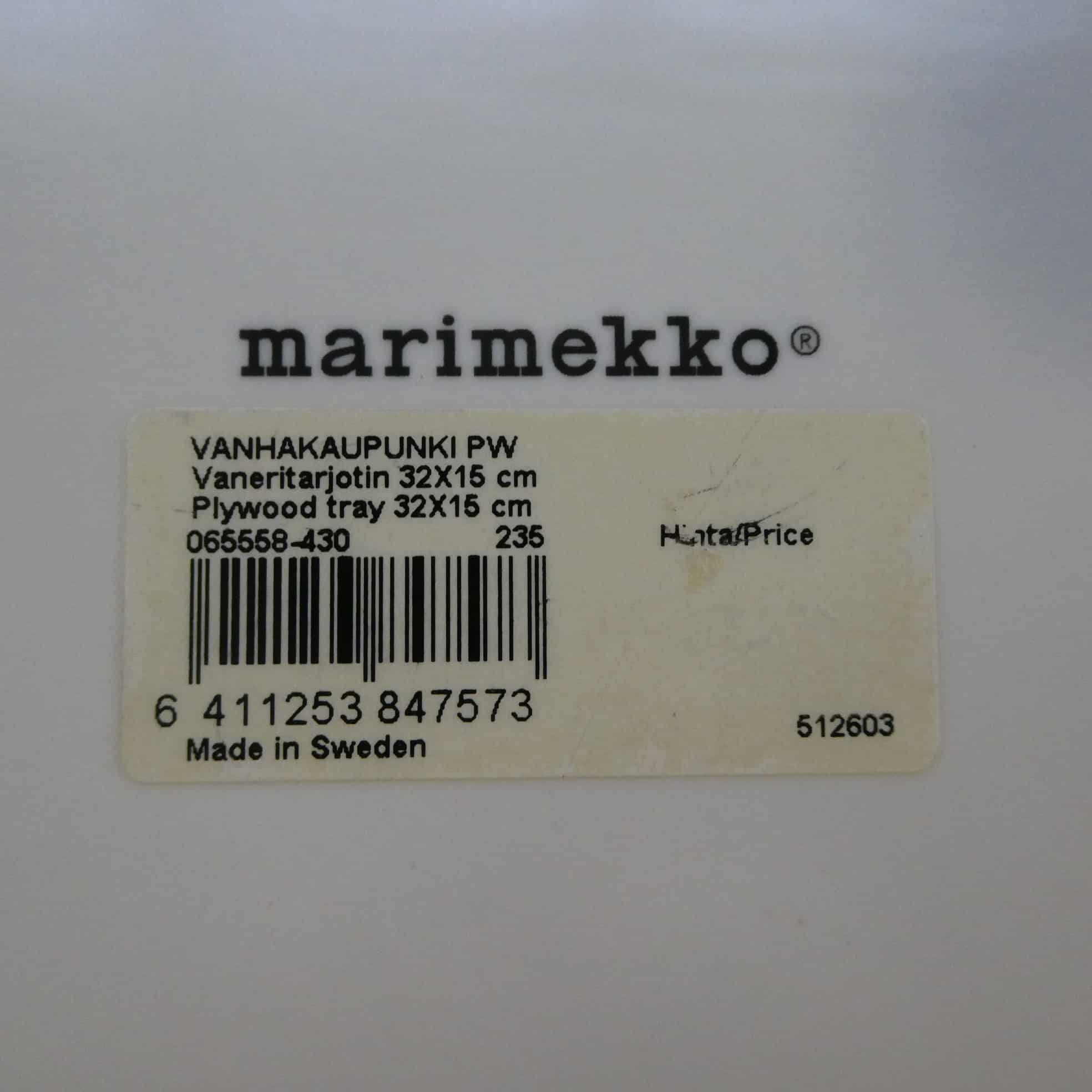 Vanhakaupunki, Marimekko tarjotin, 32 x 15 cm, vanerinen, Sanna Annukka -  Wanhat Kupit